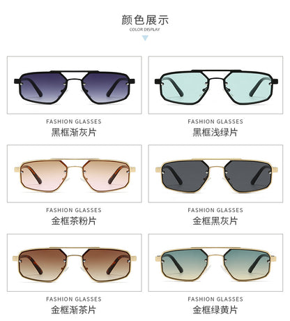 Metal Sunglasses New Trendy Cat-Eye Sunglasses for Men and Women Double Bridge Glasses in Stock Wholesale Polarized Sunglasses
