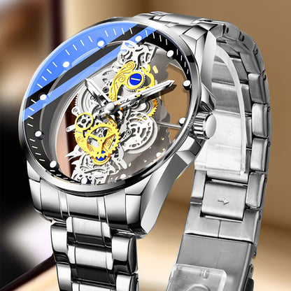 Cross-Border Dropshipping New Double-Sided Hollow Fully Automatic Movement Non-Mechanical Watch Tourbillon Watch Men's Waterproof