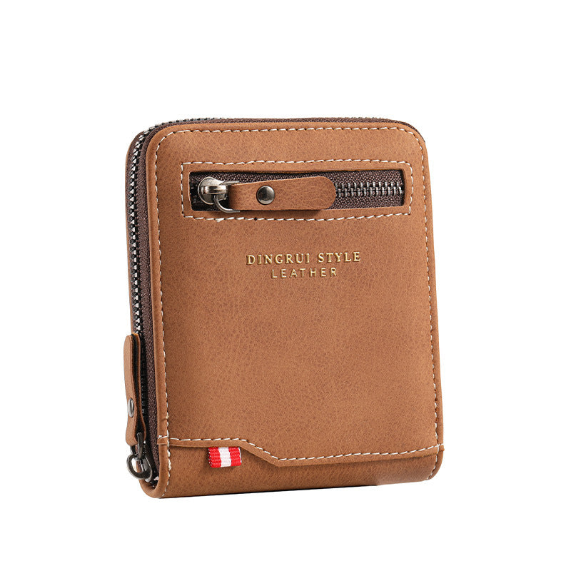 New business men's short wallet multi-card large capacity personality zipper ID bag carry wallet