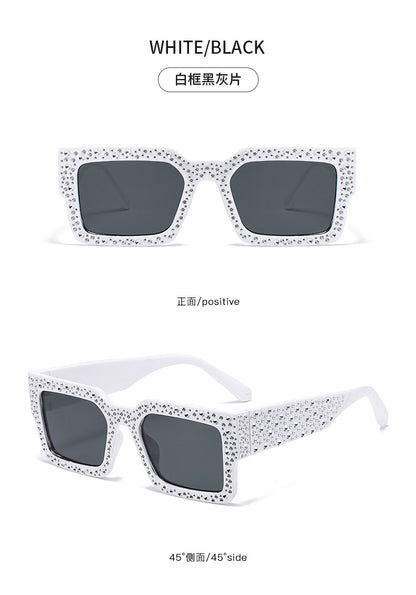 Diamond-Encrusted Starry Sky Square Sunglasses, Personalized Sunglasses, Fashionable Internet Celebrity Street Photography, Catwalk Versatile Sunglasses