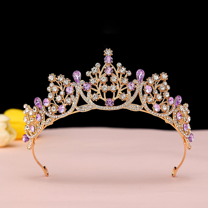 Super Fairy New Princess Sweet Bridal Crown Red Tiara Crystal Toast Clothing Hair Accessories 18Th Birthday Gift