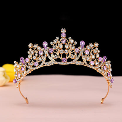 Super Fairy New Princess Sweet Bridal Crown Red Tiara Crystal Toast Clothing Hair Accessories 18Th Birthday Gift