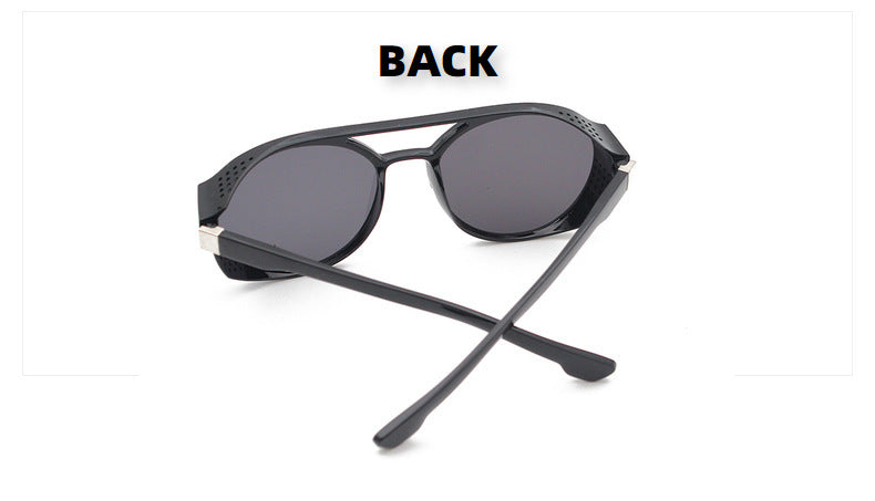 European and American Fashion Trend New Double-Beam Sunglasses Steampunk Sunglasses Round Retro Sunglasses 97040