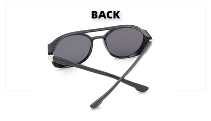 European and American Fashion Trend New Double-Beam Sunglasses Steampunk Sunglasses Round Retro Sunglasses 97040
