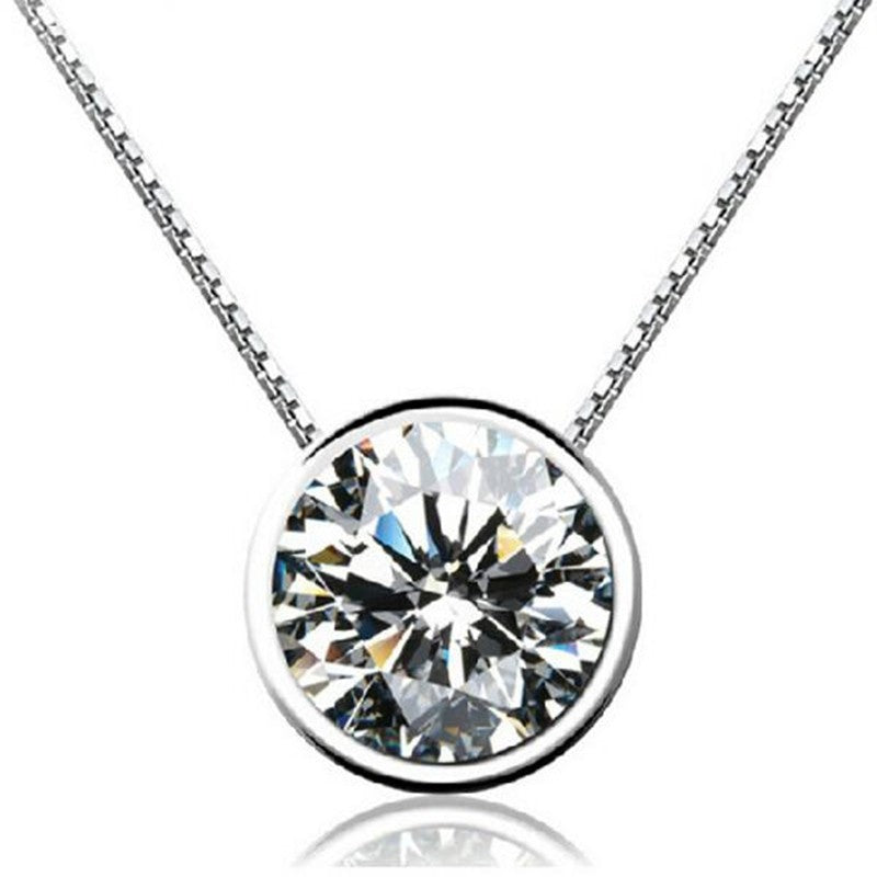 Fashion simple small circle single diamond personality necklace female temperament clavicle chain