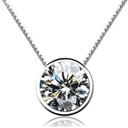Fashion simple small circle single diamond personality necklace female temperament clavicle chain