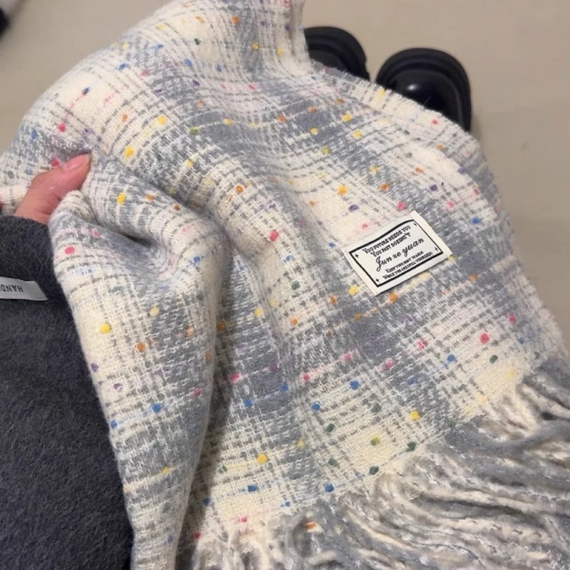 2025 New Korean Style Gypsophila Plaid Scarf Women's Autumn and Winter Student Couple Shawl Versatile Warm Scarf Wholesale