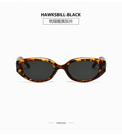 Retro Black Frame Rice Nail Irregular gm Cat's Eye Sunglasses Men's 2025 New Fashionable Street Photoshoot Sunglasses Women's High-end Sense