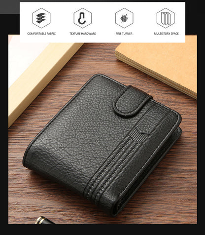 Cross-Border Dropshipping Manufacturer Wholesale Men's Wallet Pu Leather Short Zipper Buckle Wallet New Style Wallet Coin Purse