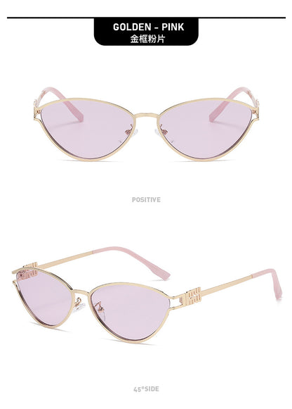 Fashionable Metal Cat-Eye Sunglasses European and American Trendy Women's Sunglasses Light Luxury High-End Anti-Uv Sunglasses for Men