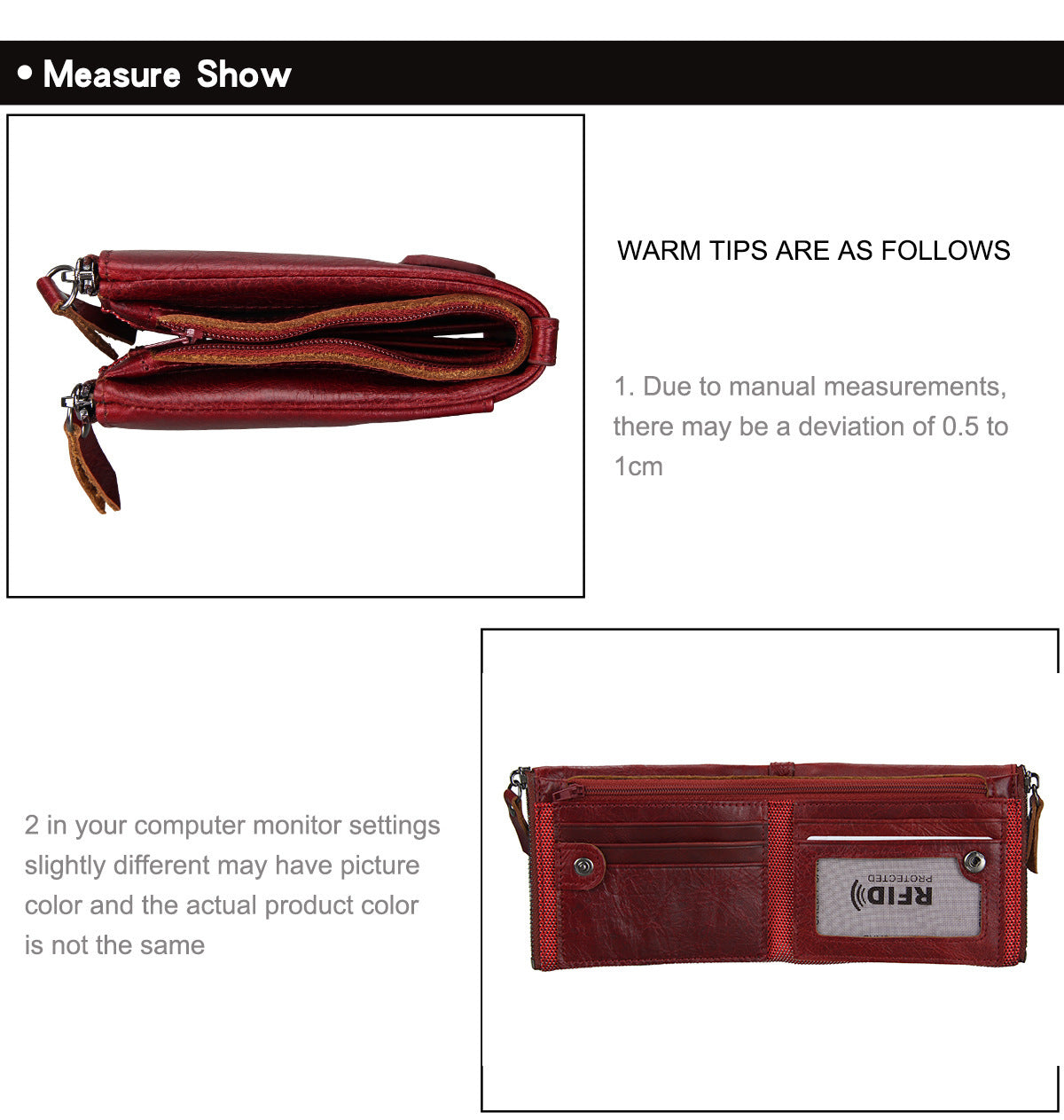 Crazy Horse Cowhide Men's Wallet RFID Anti-theft Brush Cowhide Short Men's Ticket Clip Wallet Double Zipper Coin Purse