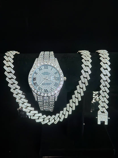 Tiktok Hot-Selling Fashion Casual Men's Watch Full Diamond Watch Men's Factory Price Direct Sale Complete Colors