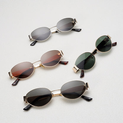 Y2K40235 Old Money Style Sunglasses Female Internet Celebrity Street Style Glasses Retro Oval High-End Cat-Eye Sunglasses
