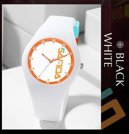 SANDA Outdoor Sports Watch Simple Waterproof Men's and Women's Fashion Quartz Watch Silicone Tape Casual Student Quartz Watch