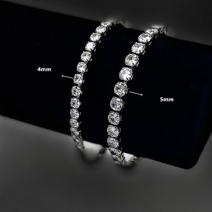 WIC 925 Silver Moissanite High D Color VVS Small Rock Sugar Tennis Chain String Pendant Simple Bracelet Necklace
