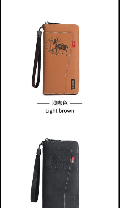 New crazy horse leather men's wallet European and American retro style PU zipper bag fashion short card bag change bag wholesale