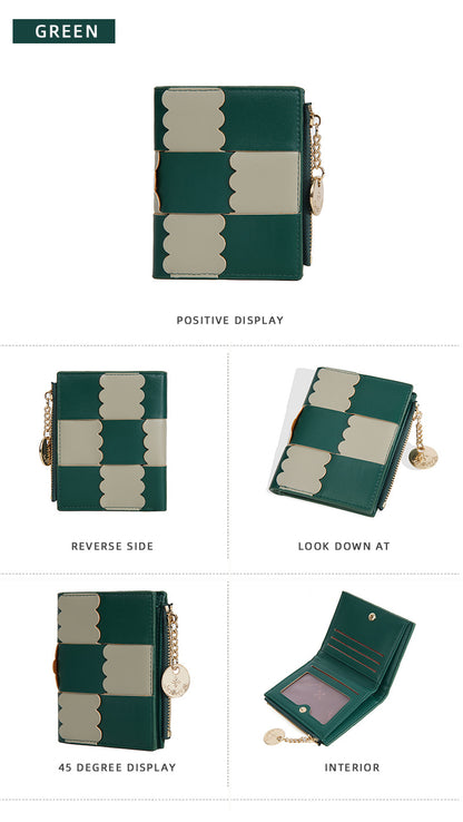 New Women's Short Wallet, Cute, Compact Card Slot, Short Card Holder, Exquisite and Simple Id Bag, Coin Purse for Women