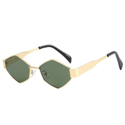 Metal Frame Arc de Triomphe Sunglasses Women's High-end Sense Small Frame Polygon European and American Style Cat Eye Small Face Funny