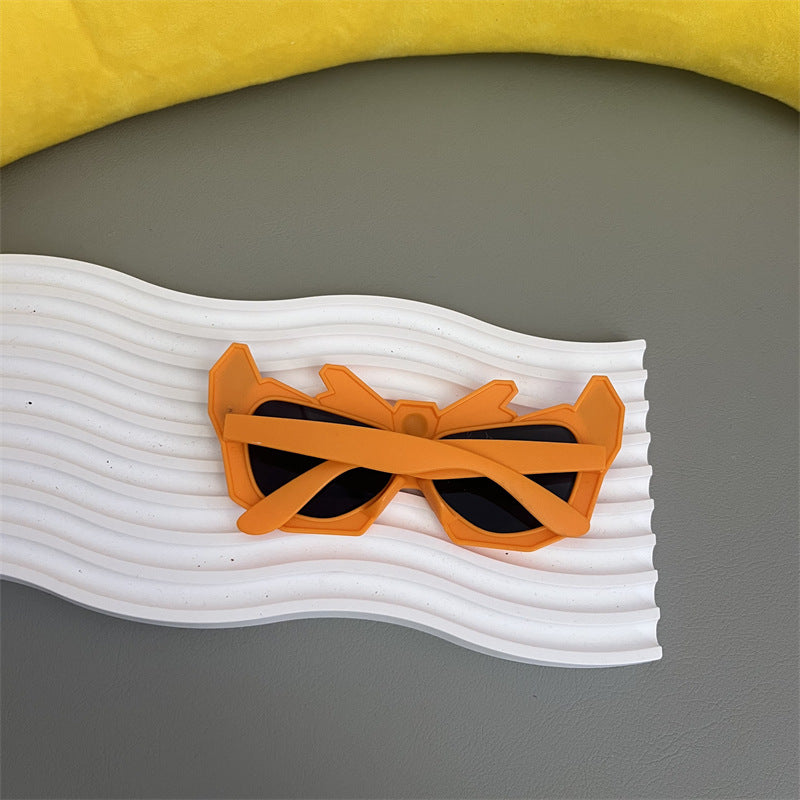 New Baby Sunglasses, Cute Boy Cartoon Mecha, Funny Street Photography, Trendy Anti-Uv Sunscreen Children's Sunglasses