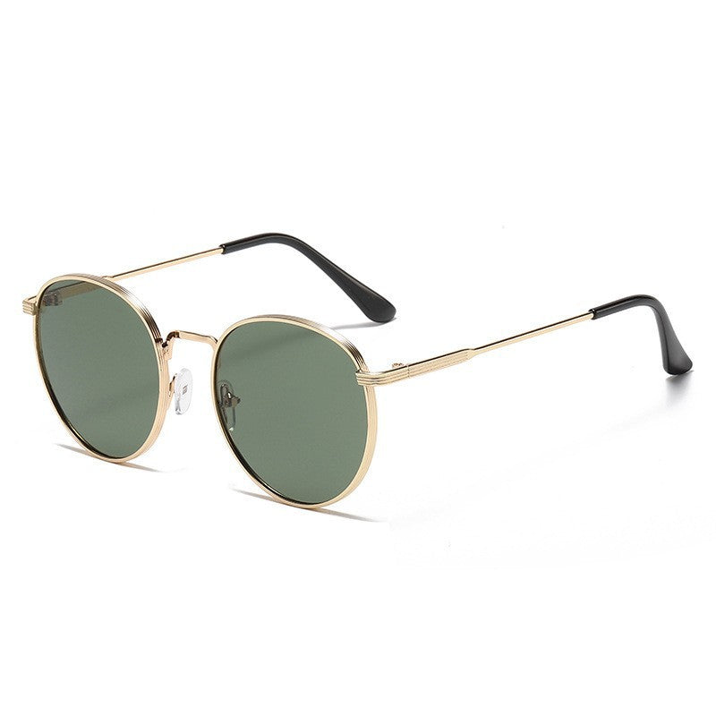Retro Fashion High-End Metal Round Frame Sunglasses for Women European and American Cross-Border Ins Men's Driving Sunglasses Wholesale