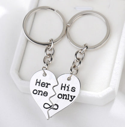Mother's Day Keychain Women's Rose Gold Engraved Flower Pendant Keychain Love Puzzle Keychain Set
