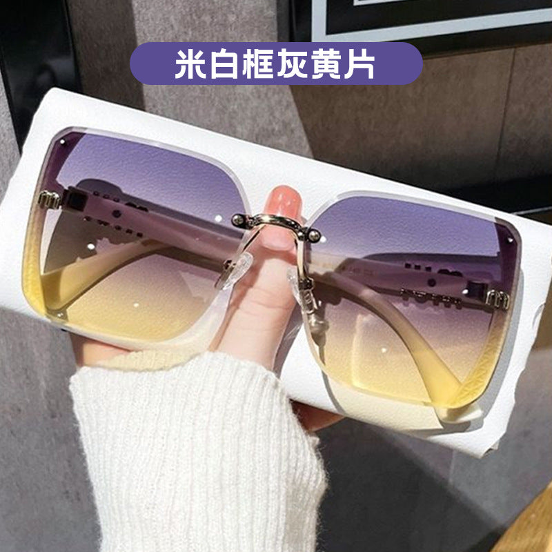 Brown M-Shaped Women's Uv Protection High-End Wide-Frame Pc Style Sunshade Glasses Trendy Street Style Sunglasses