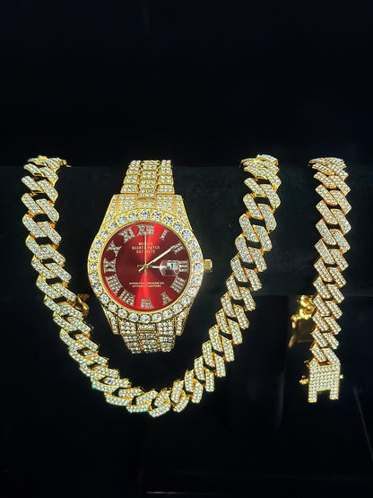 Tiktok Hot-Selling Fashion Casual Men's Watch Full Diamond Watch Men's Factory Price Direct Sale Complete Colors