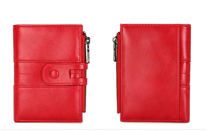Cross-Border 2025Rfid Anti-Theft Wallet Retro Oil Wax Leather Double Zipper Coin Purse European and American Fashion Short Wallet