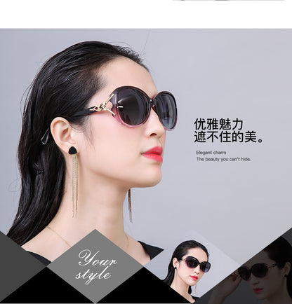 Sunglasses for Women 2025 Summer New Trendy Anti-Uv Women's Sunglasses Fashionable Round Face Polarized Glasses Big Face Slimming Look