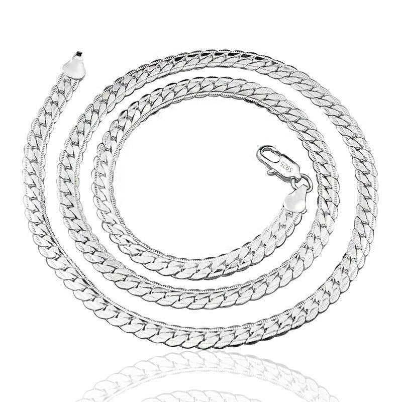 16-24 inch foreign trade best selling 5MM side necklace plated 925 silver men's and women's wear manufacturers in stock direct supply batch