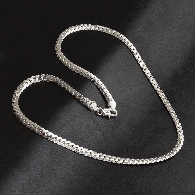 16-24 inch foreign trade best selling 5MM side necklace plated 925 silver men's and women's wear manufacturers in stock direct supply batch