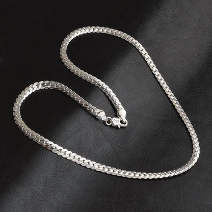 16-24 inch foreign trade best selling 5MM side necklace plated 925 silver men's and women's wear manufacturers in stock direct supply batch