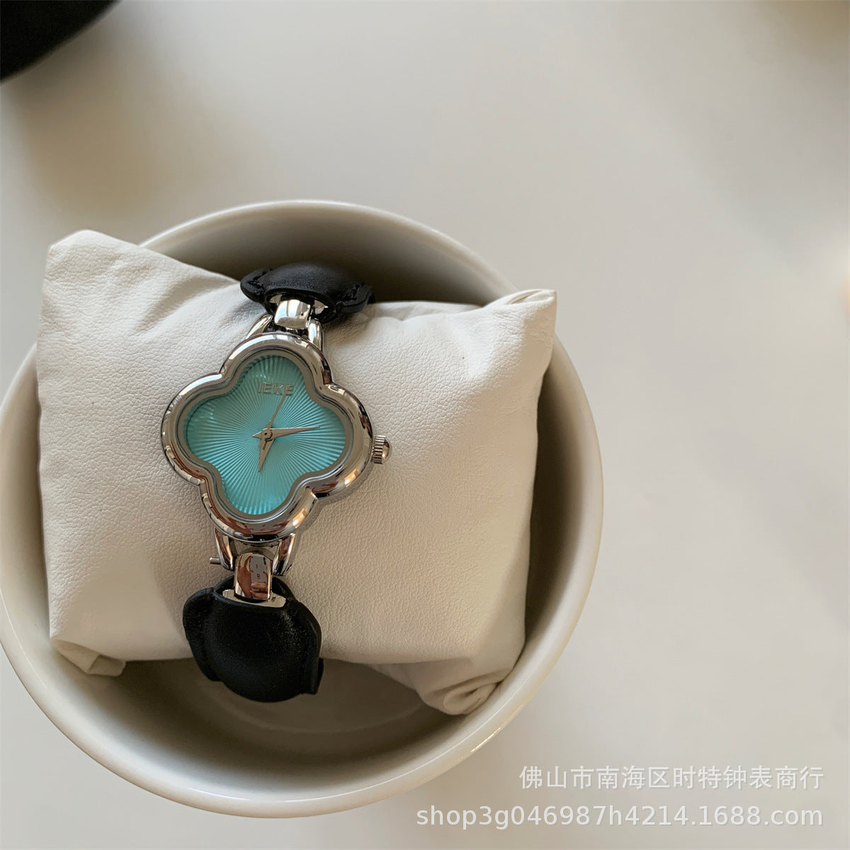 IEKE Fashion Light Luxury Four-leaf Clover Small Chanel Style Leather Bracelet Watch Women's Wristwatch High-end Light Luxury Internet Celebrity Hair