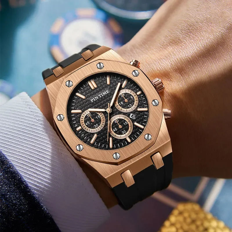 Foreign Trade Products: Men's Watch with Three Dials, Multi-Functional, Sports, Waterproof, Men's Fashion Casual Watch, Cross-Border Hot-Selling Item