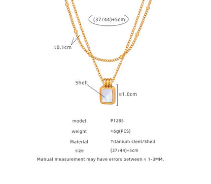 French new cross-border retro fashion all-match light luxury titanium steel plated 18K gold white mother shell pendant necklace female jewelry