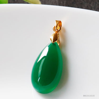 Jadeite Green Chalcedony Pendant Agate Water Drop Necklace Jade Jewelry Factory Wholesale Dropshipping S2053030