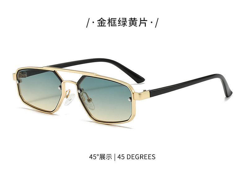 Metal Sunglasses New Trendy Cat-Eye Sunglasses for Men and Women Double Bridge Glasses in Stock Wholesale Polarized Sunglasses