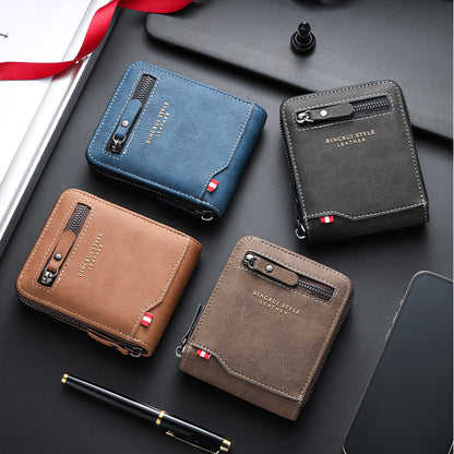 New business men's short wallet multi-card large capacity personality zipper ID bag carry wallet