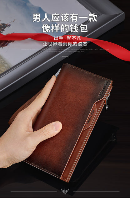King Paul men's wallet long leather multi card slot fashion retro color hand bag card wallet wholesale