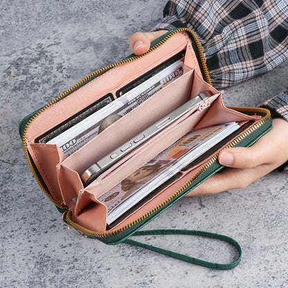 2025 New Women's Long Wallet, Feminine Crocodile Pattern Clutch Wallet, Fashionable Retro Women's Bag