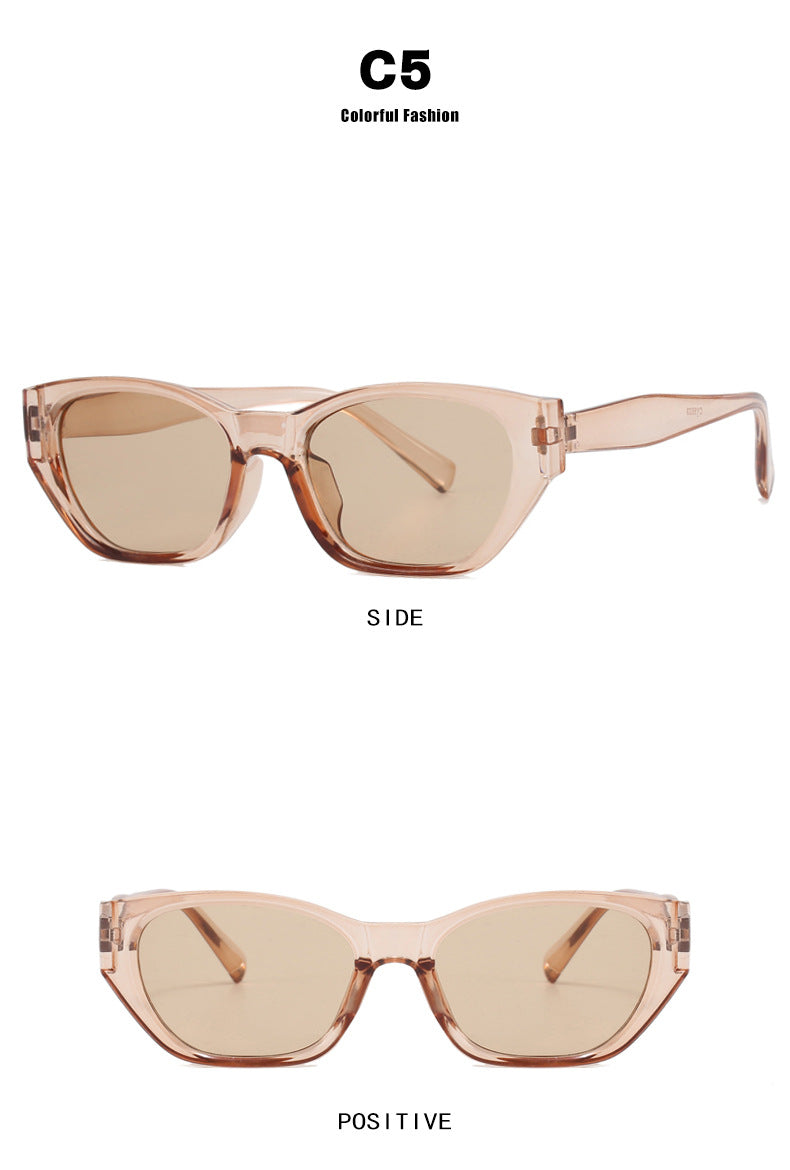 Cat-Eye Small Frame Irregular Sunglasses 2024 New Internet Celebrity High-End Sunglasses Anti-Uv Trendy Sunglasses