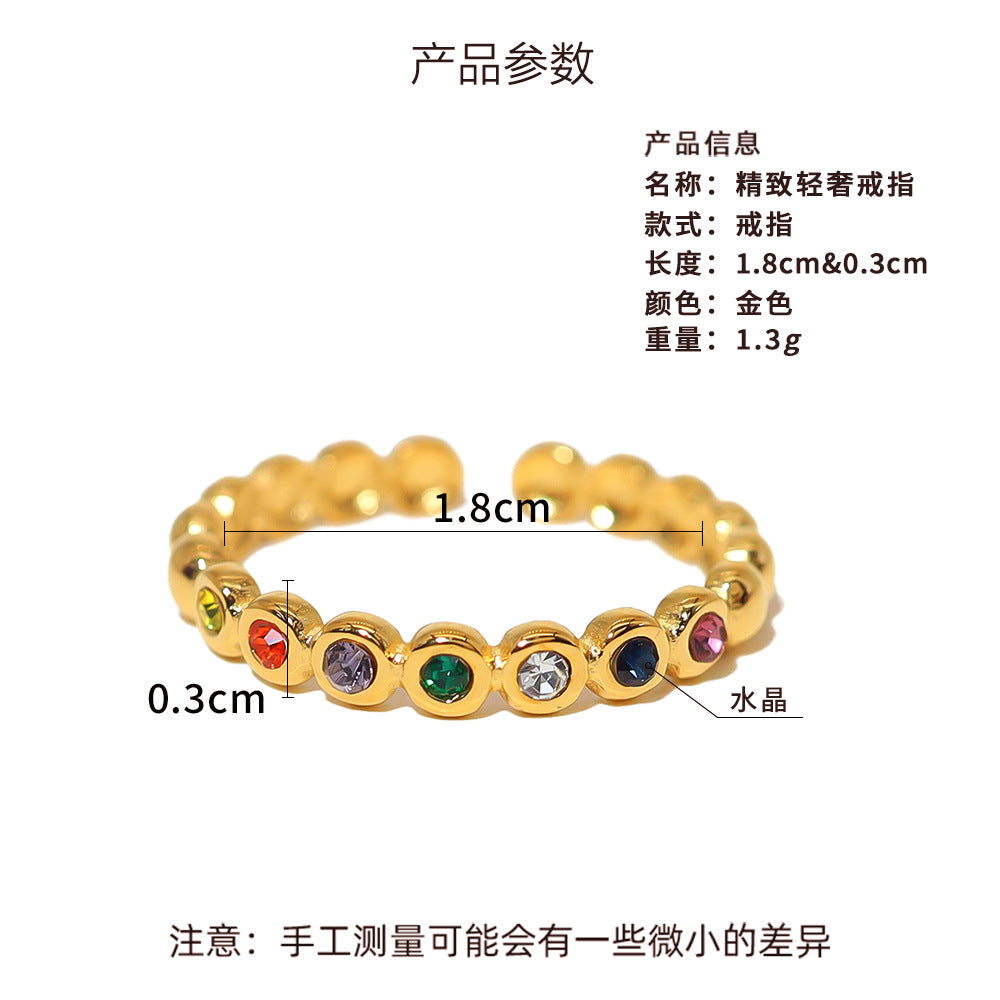 Diamond ring female titanium steel light luxury high-grade zircon index finger ring popular personality all-match fashion temperament open ring