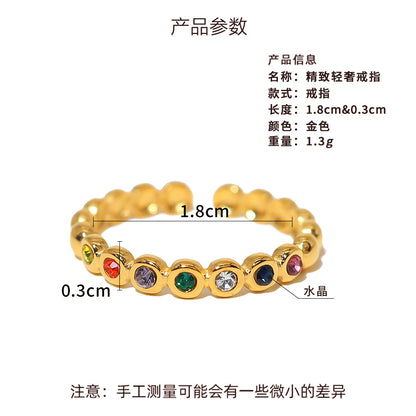 Diamond ring female titanium steel light luxury high-grade zircon index finger ring popular personality all-match fashion temperament open ring
