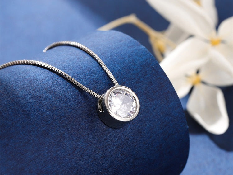 Fashion simple small circle single diamond personality necklace female temperament clavicle chain
