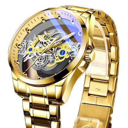 Cross-Border Dropshipping New Double-Sided Hollow Fully Automatic Movement Non-Mechanical Watch Tourbillon Watch Men's Waterproof