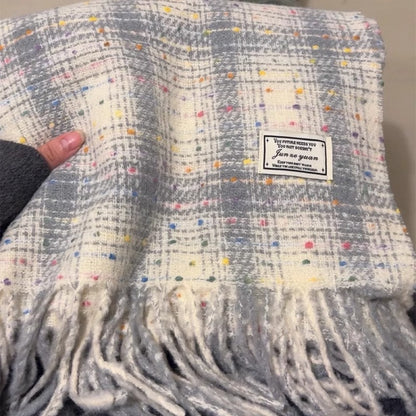 2025 New Korean Style Gypsophila Plaid Scarf Women's Autumn and Winter Student Couple Shawl Versatile Warm Scarf Wholesale