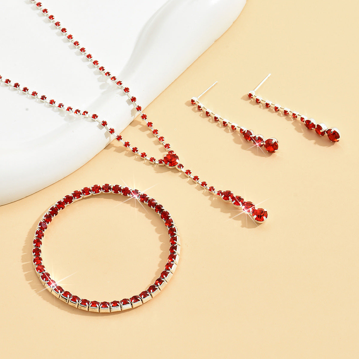 Factory Direct Approval Fashion Wedding Wedding Photography Accessories Earrings Necklace Bracelet Set Combination Multiple Choice
