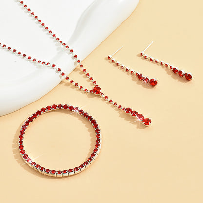 Factory Direct Approval Fashion Wedding Wedding Photography Accessories Earrings Necklace Bracelet Set Combination Multiple Choice