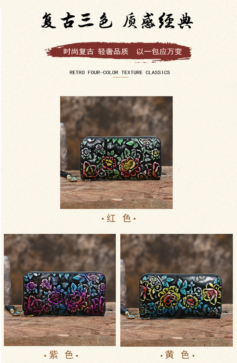 HENGDEWEI Vintage Genuine Leather Women’s Long Wallet | মেয়েদের প্রিমিয়াম লেদার লং ওয়ালেট