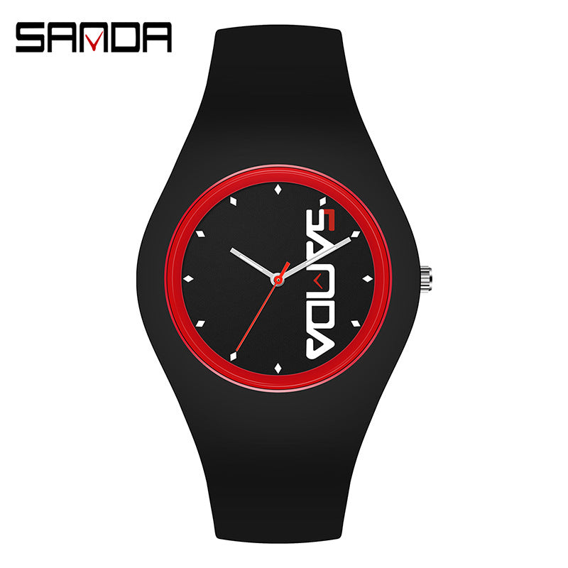 SANDA Outdoor Sports Watch Simple Waterproof Men's and Women's Fashion Quartz Watch Silicone Tape Casual Student Quartz Watch